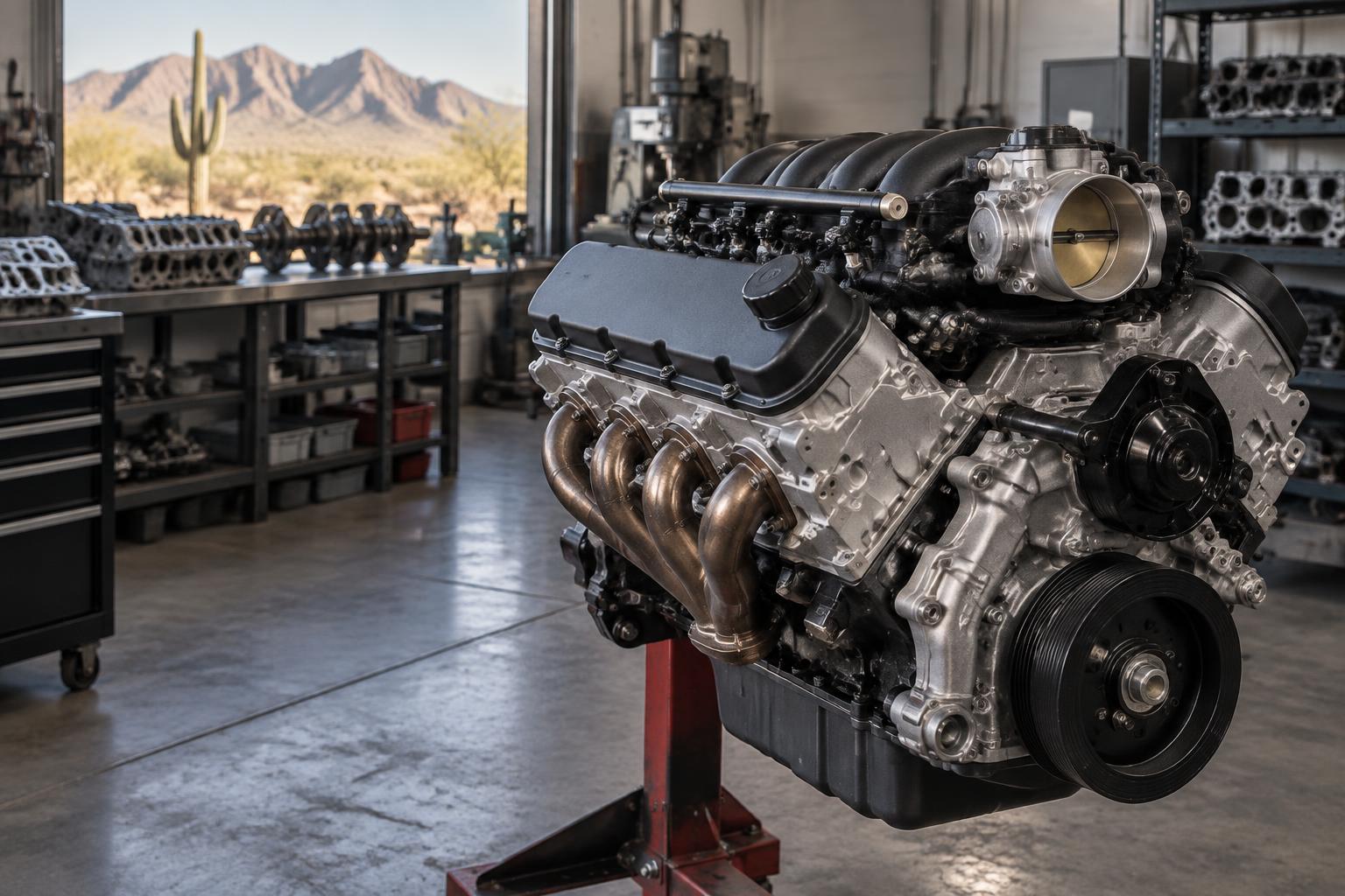 Remanufactured Chevrolet / GMC 4.8L engine in a Phoenix, Arizona workshop